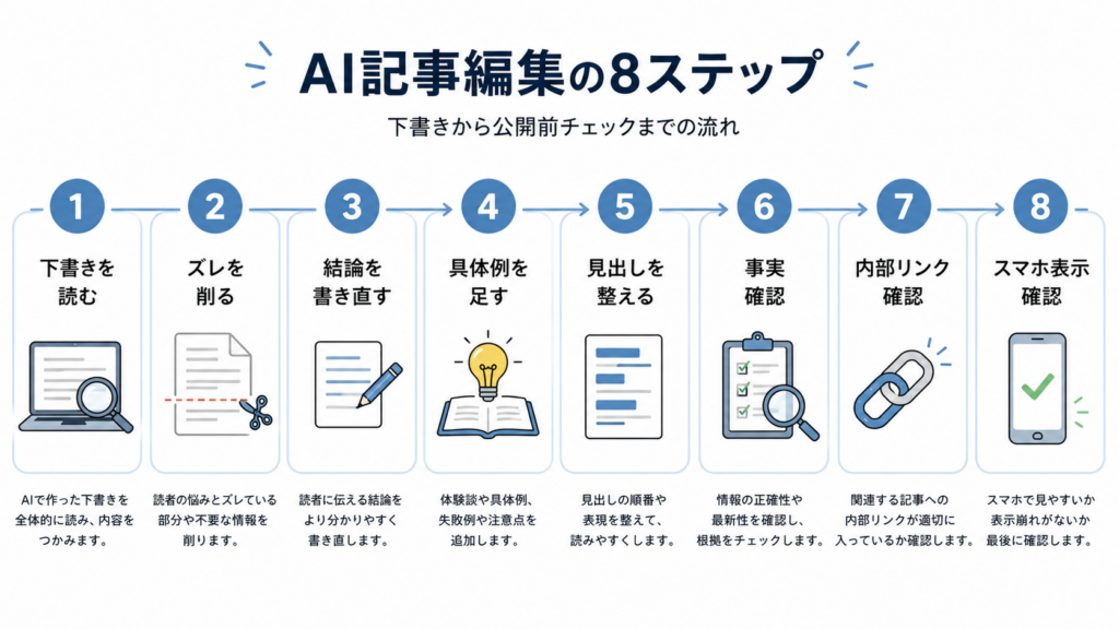 AI記事を公開前に見直す8つの編集手順