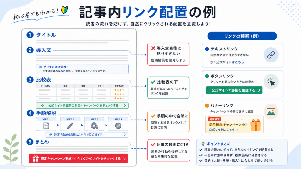 アフィリエイトリンクを自然に貼る場所