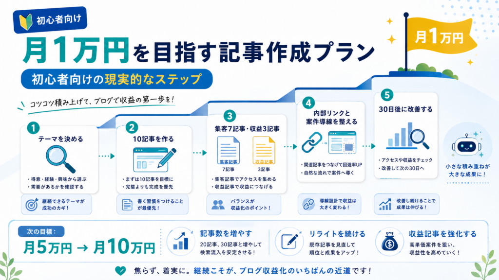 AIブログで月1万円を目指す記事作成プラン
