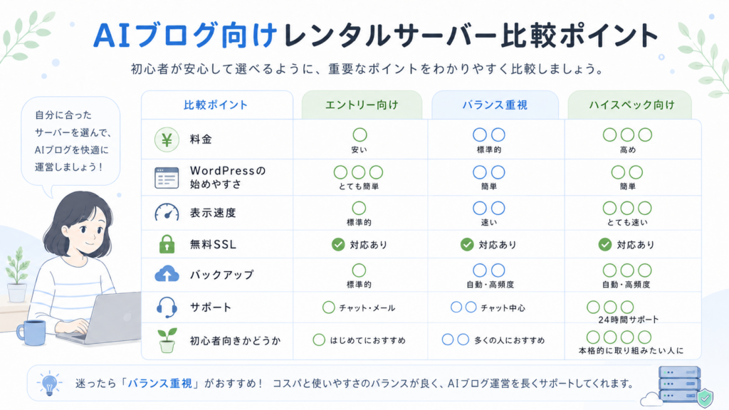 alt属性案：AIブログ向けレンタルサーバーの比較ポイント