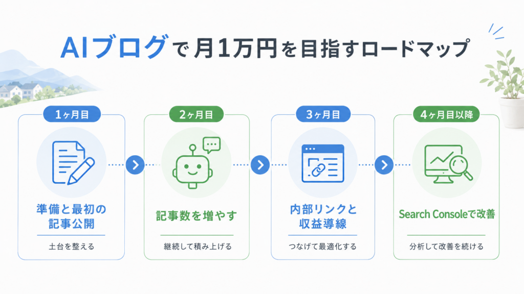 AIブログで月1万円を目指すロードマップ