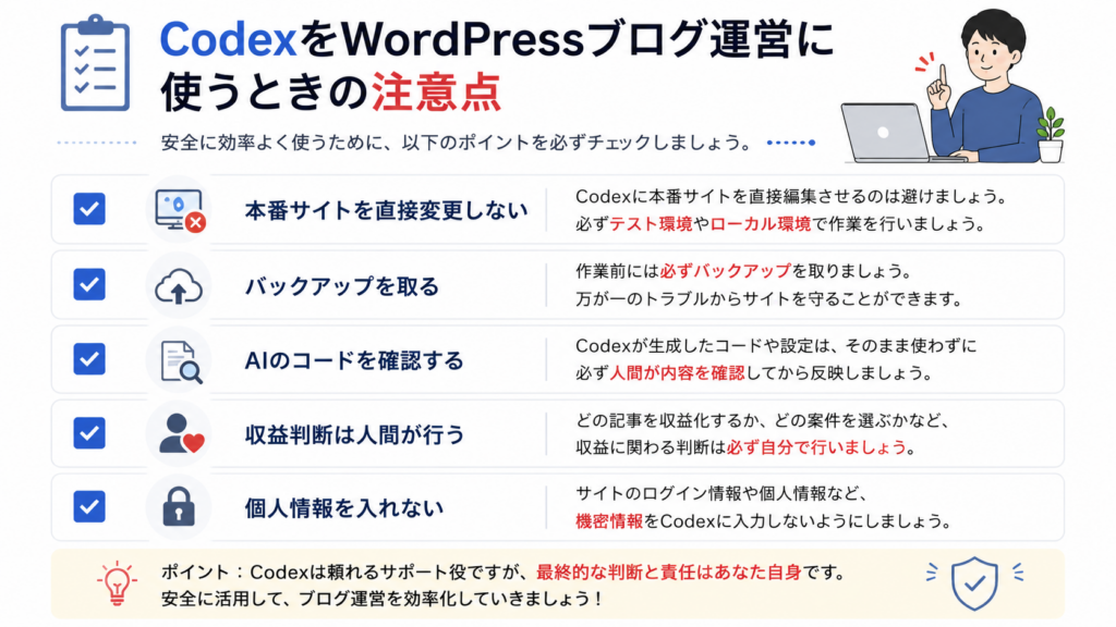 CodexをWordPressブログ運営に使うときの注意点