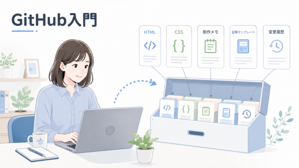 GitHubとは何かをAIブログ初心者向けに解説するイメージ