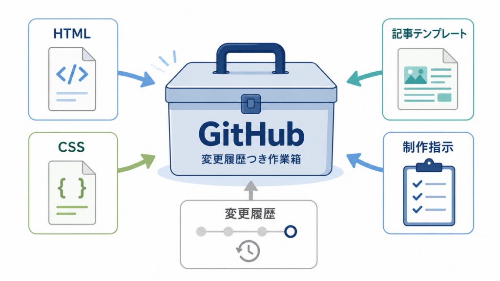 GitHubはAIで作ったコードやブログ用ファイルを保存する作業箱