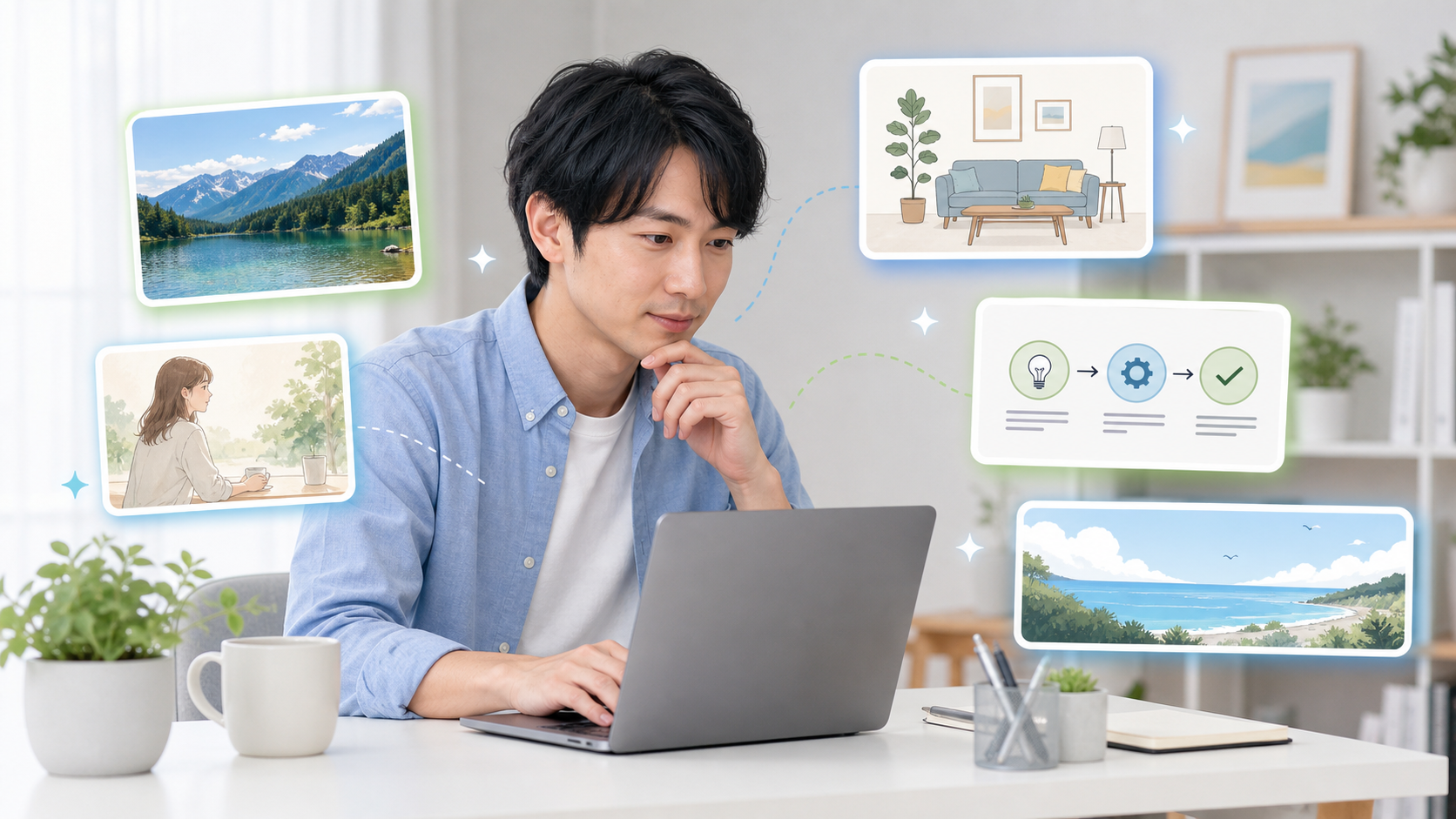 画像生成AIおすすめ6選｜初心者向けに比較の内容を表す初心者向けアイキャッチ画像